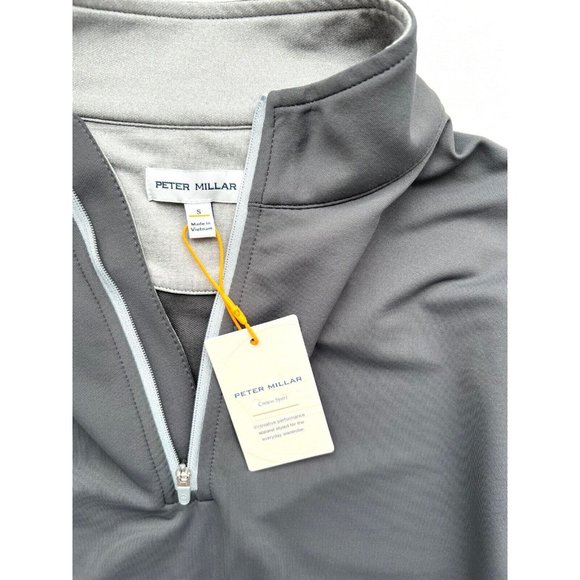 Peter Millar Perth Half-Zip Loop Terry Sweatshirt in Iron - Picture 3 of 4